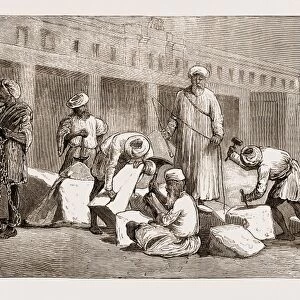 Convicts at Work Building the Khedives Barracks, Cairo, Egypt, 1876