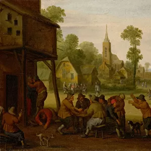 Coopers front tavern 1650 oil canvas 43. 5 x 54 cm