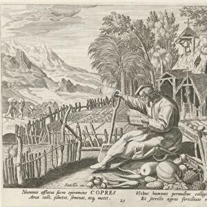 Copres of Egypt as a hermit, Johann Sadeler (I), Raphael Sadeler (I), Maerten de Vos