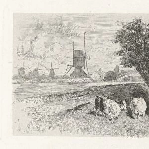 Cows at a road, Charles Rochussen, 1855