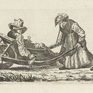 Drunkard in a wheelbarrow, Anthonie Willem Hendrik Nolthenius de Man, 1803 - 1842
