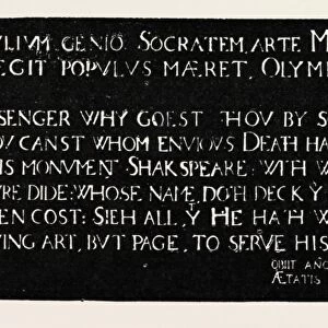 Inscription on the Memorial Tablet to Shakespeare, Holy Trinity Church, Stratford-On-Avon