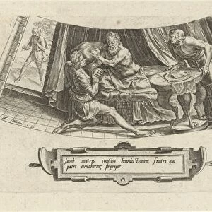 Jacob gets the paternal blessing of Isaac, Cornelis Cort, Julius Goltzius, after