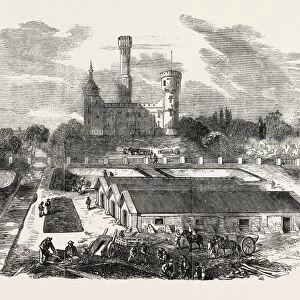 The New River Works, Stoke Newington: the Engine House and Reservoirs, London, Uk, 1856