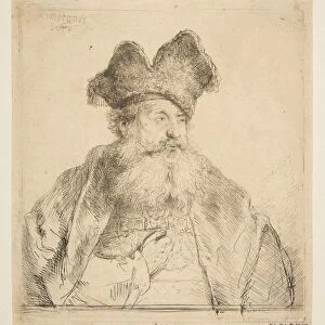 Old Man Divided Fur Cap 1640 Etching drypoint