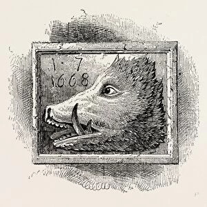 OLD SIGN OF THE BOARs HEAD. London, UK, 19th century engraving