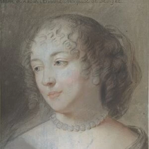 Portrait Mme Sevigne 17th century Black chalk