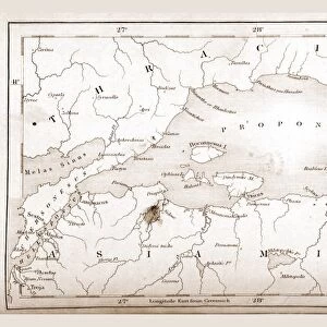 Propontis Hellespont and Bosphorus, map, 19th century engraving