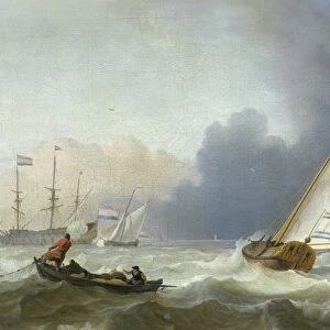 Rough Seas with a Dutch Yacht under sail, Ludolf Bakhuysen, 1694
