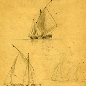 Three sailboats on Chesapeake Bay, between 1860 and 1865, drawing on cream paper pencil