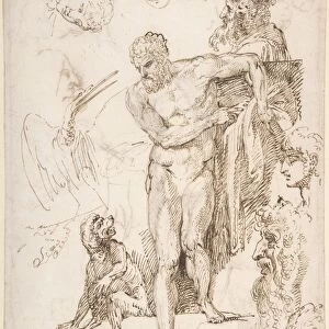 Studies Sketches Figures Standing Male Nude Frontal View
