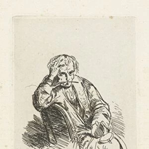 Writer with pen in his mouth, David Bles, 1834 - 1899