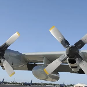 The wings of an LC-130 Hercules