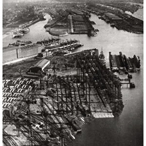 Aerial view of the Bremer Vulkan shipyard, Bremen, Germany, from a Zeppelin, c1931 (1933)
