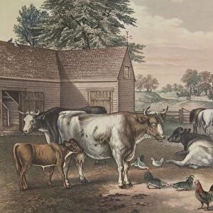 American Farm Yard - Evening, pub. 1857, Currier & Ives (Colour Lithograph)
