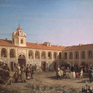 Apraksin Market in St. Petersburg, 1862. Artist: Vereshchagin, Pyotr Petrovich (1836-1886)