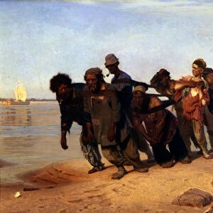 Barge Haulers on the Volga, 1872-1873. Artist: Repin, Ilya Yefimovich (1844-1930)