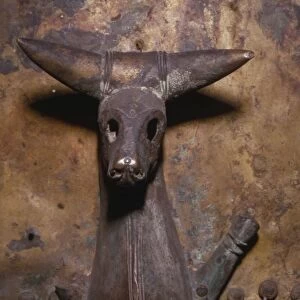 Bull, rivetted to large bronze cauldron, Rynkeby, Denmark. Celtic Iron Age, c. 6th century BC