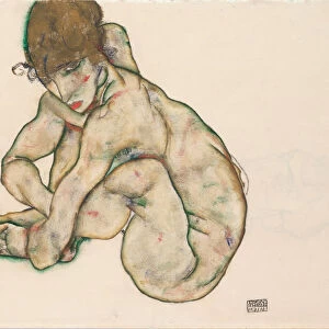 Crouching Nude Girl, 1914. Artist: Schiele, Egon (1890?1918)