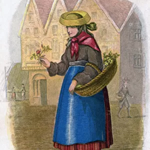Danish Woman selling Flowers, 1809. Artist: W Dickes