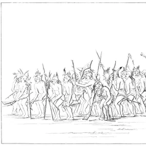 Dog dance of the Sioux, 1841. Artist: Myers and Co