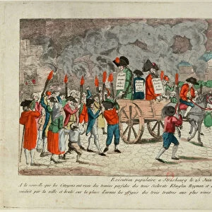 Effigy Burning of Klinglin, Heymann and Bouille on Juny 25, 1791 in Strasbourg, 1791