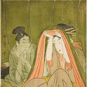 Emerging from a Mosquito Net, Japan, c. 1797 / 1800. Creator: Kitagawa Utamaro