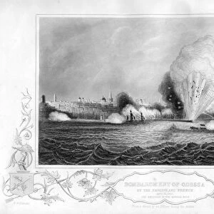 The explosion of the Imperial Mole during the bombardment of Odessa, Ukraine, 1854 (1857). Artist: George Greatbatch