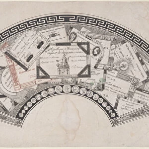 Fan Design with Republican Assignats (French Revolutionary Money), ca. 1795. ca. 1795. Creator: Anon