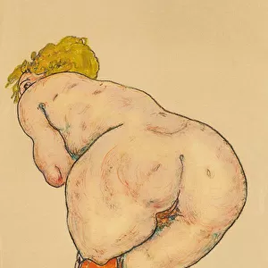 Female Nude From Behind With Orange Stockings, 1918