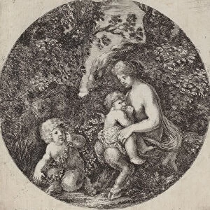 Female Satyr Nursing a Child in a Wooded Landscape, 1656. Creator: Stefano della Bella