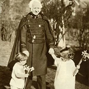 General Bramwell Booth with his two grandchildren, 1929, (1935). Creator: Unknown