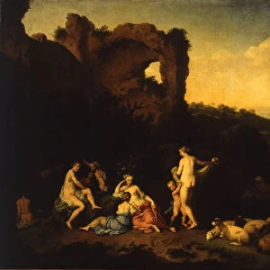 Girls bathing near the ruins, 1754