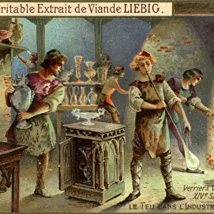 Glassmakers in the 14th century, (c1900)