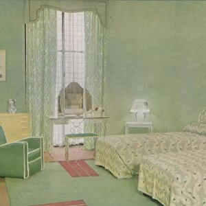 Green and White Colour Scheme for a Bedroom, 1938