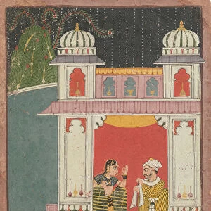 A Heroine and Her Lover in a Pavilion: Page from a Dispersed Nayikabheda, ca. 1660-80