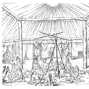 Interior of a Teepee, 1841. Artist: Myers and Co