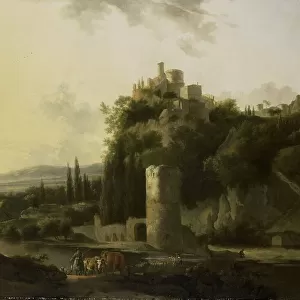 Italinate landscape with round tower, 1667. Creator: Frederik de Moucheron