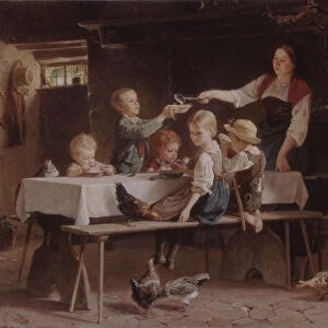 Kids at Lunch, 1857. Artist: Vautier, Marc Louis Benjamin, the Elder (1829-1898)