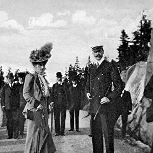 King Haakon VII of Norway (1872-1957) with his wife Queen Maud (869-1938), 1908. Artist: Queen Alexandra