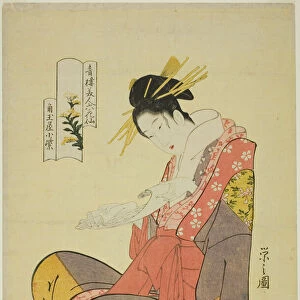 Komurasaki of the Kadotamaya, from the series Six Flowery Immortals... c. 1794/95. Creator: Hosoda Eishi