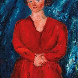 La Femme en rouge au fond bleu, ca 1928. Creator: Soutine, Chaim (1893-1943)