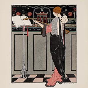 La Joueuse de Théorbe, Manteau du soir de Paquin (La Gazette du Bon ton), 1914. Creator: Barbier, George (1882-1932)