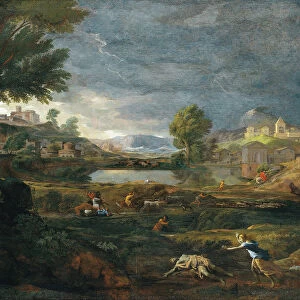 Landscape during a Thunderstorm with Pyramus and Thisbe. Artist: Poussin, Nicolas (1594-1665)