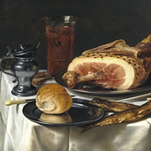 Still Life with Ham, 1625. Creator: Claesz, Pieter (c. 1597-1660)