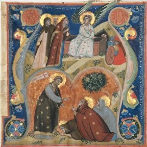 Manuscript Illumination with Scenes of Easter in an Initial A, from an Antiphonary, ca
