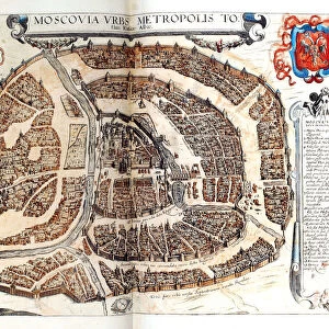 Map of Moscow, 1572. Artist: Braun, Georg (1541-1622)