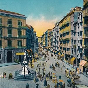 Napoli - Via Roma, Largo Carita Con Monumento A Carlo Poerio, c1900. Creator: Unknown