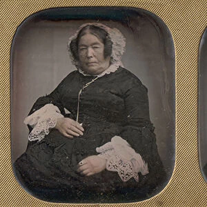 Older Woman Wearing Flowered Bonnet, 1850s. Creator: Unknown