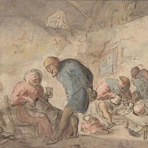 Peasants Drinking, verso: sketches of peasants, 1610-85